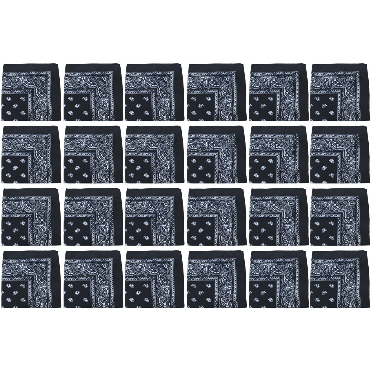 24 Pack Polyester Paisley Bandanas Bulk Pack for Group Activities